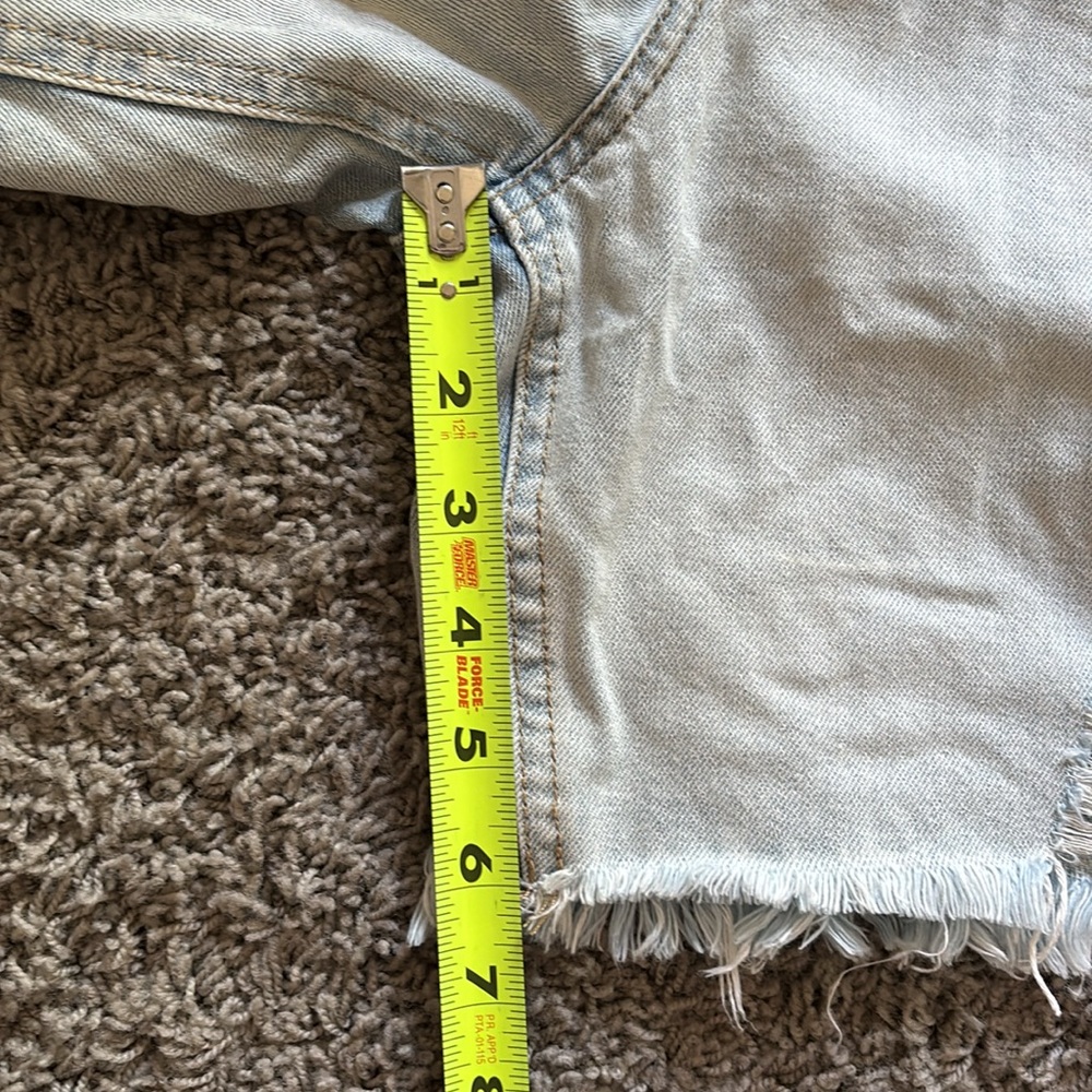 RSQ Distressed Boyfriend Denim Shorts - Light Blue - Picture 7 of 14